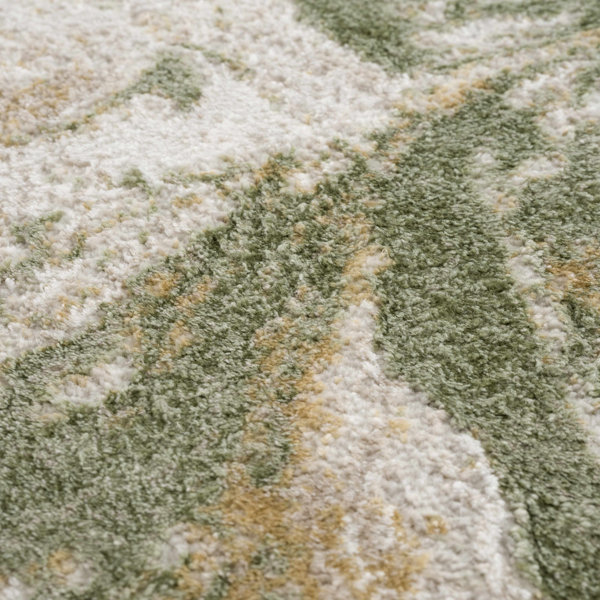 Wrought Studio Charniqua Abstract Design Modern Green/Beige Area Rug